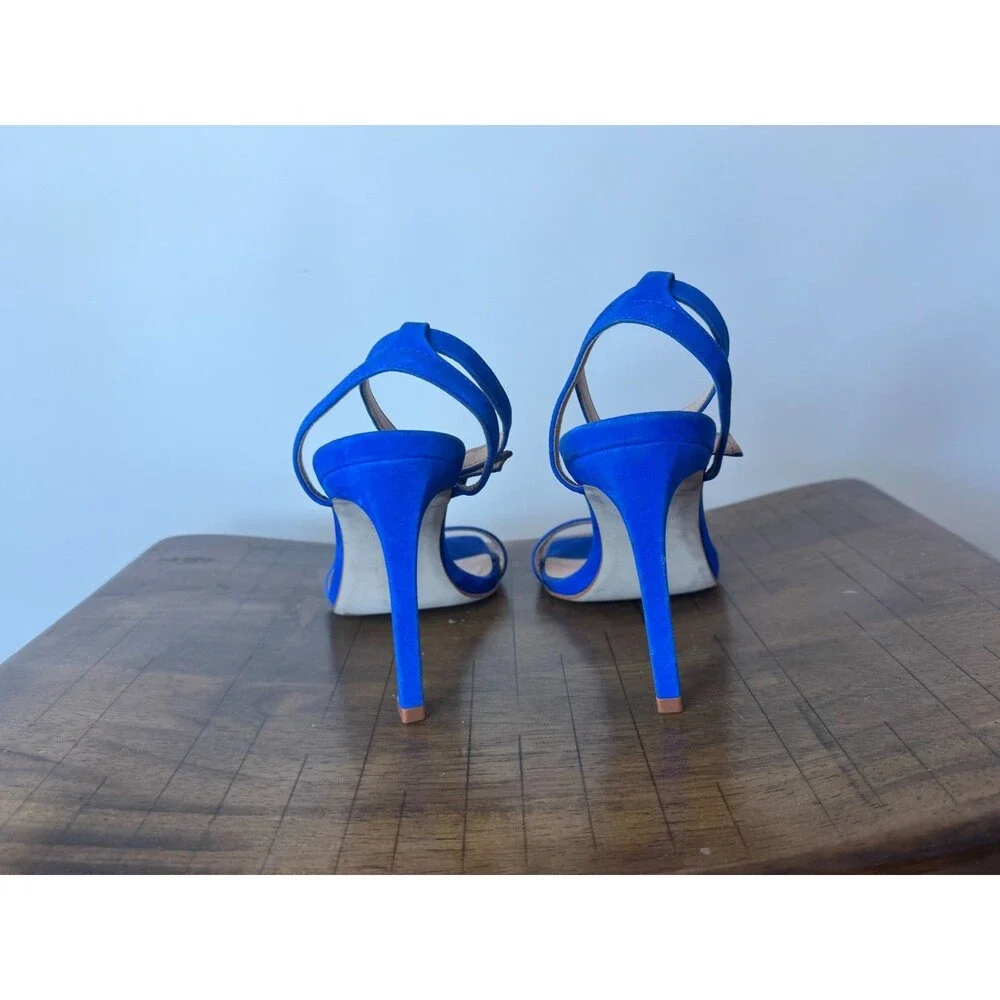 Steve Madden Cobalt Blue Strappy Heels Size 7.5 | Square Toe Stiletto Party Pump - Picture 7 of 10